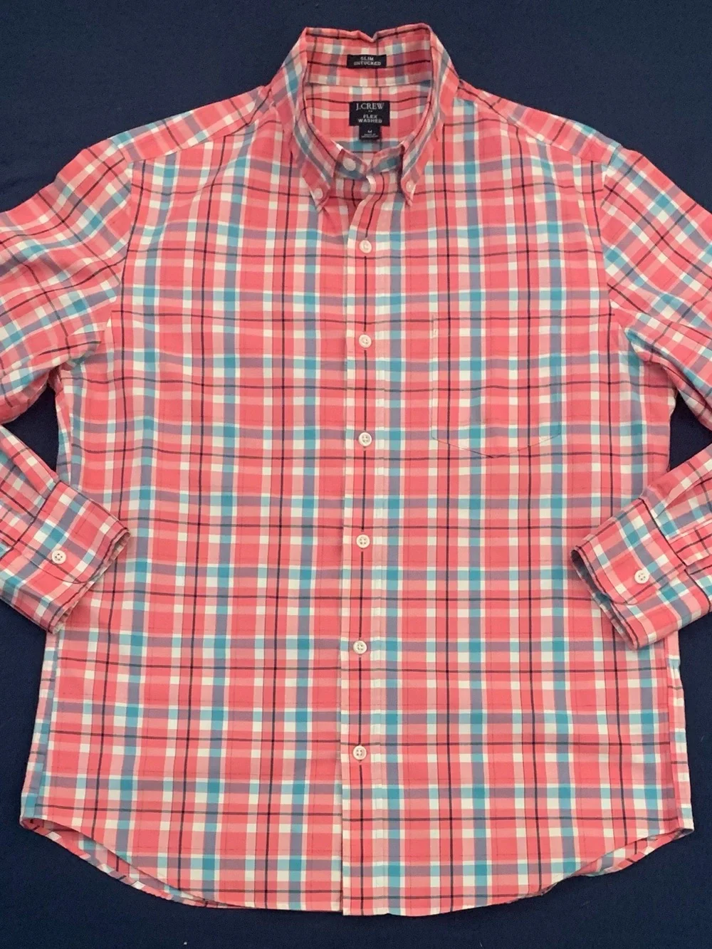 J CREW Slim Untucked Flex Washed Plaid Shirt